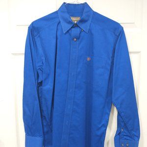 Mens Ariat Twill Button Down Shirt - Royal Blue - Medium Size